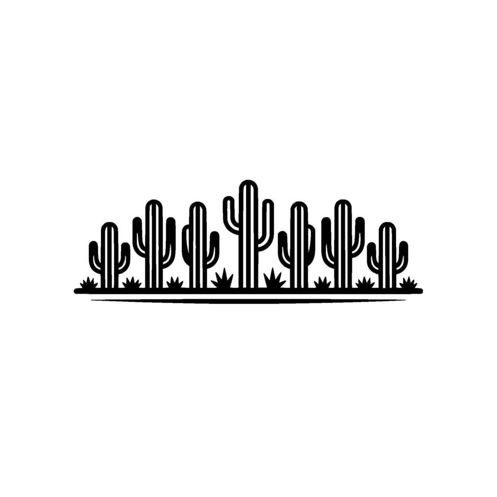 Minimalist Desert Cactus Line Art, Illustration vector