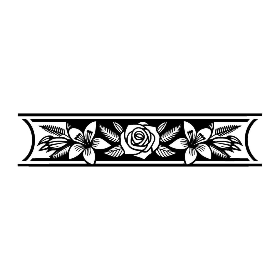 Elegant Floral Border - Art, Black White vector