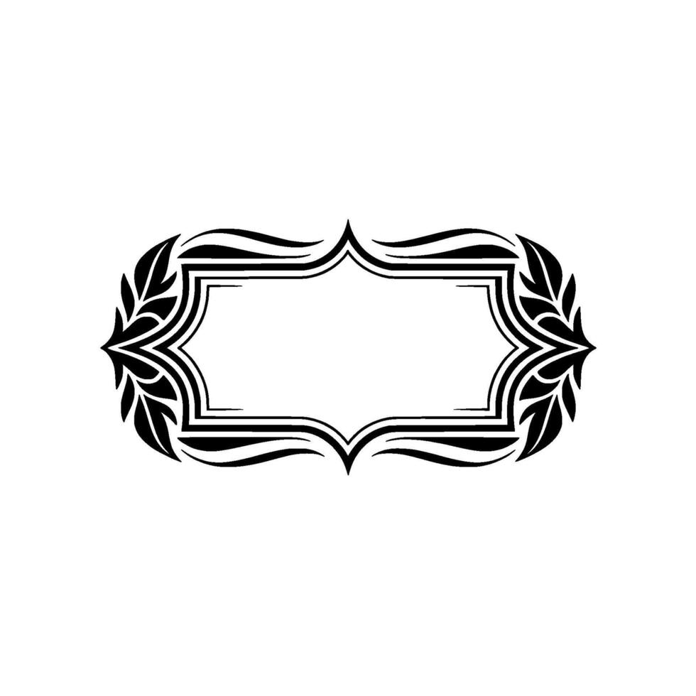 Elegant Black Ornate Frame with Laurel Wreath Element on White Background vector