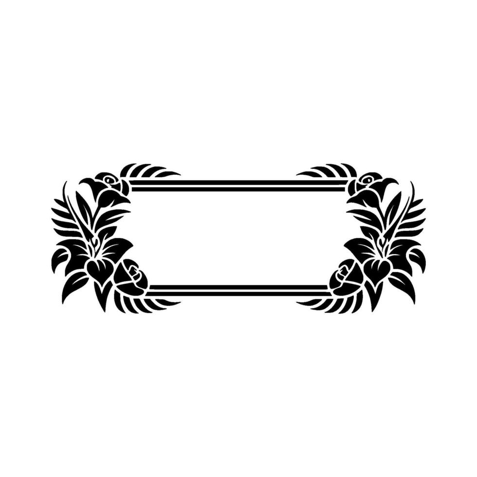 Elegant Floral Frame Silhouette on Light Gray Background vector