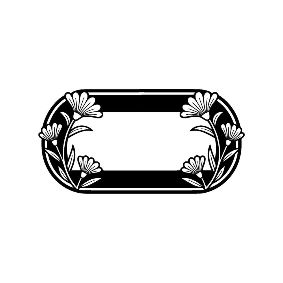 Floral Frame, Black and White, Art Deco Style, for Invitations vector