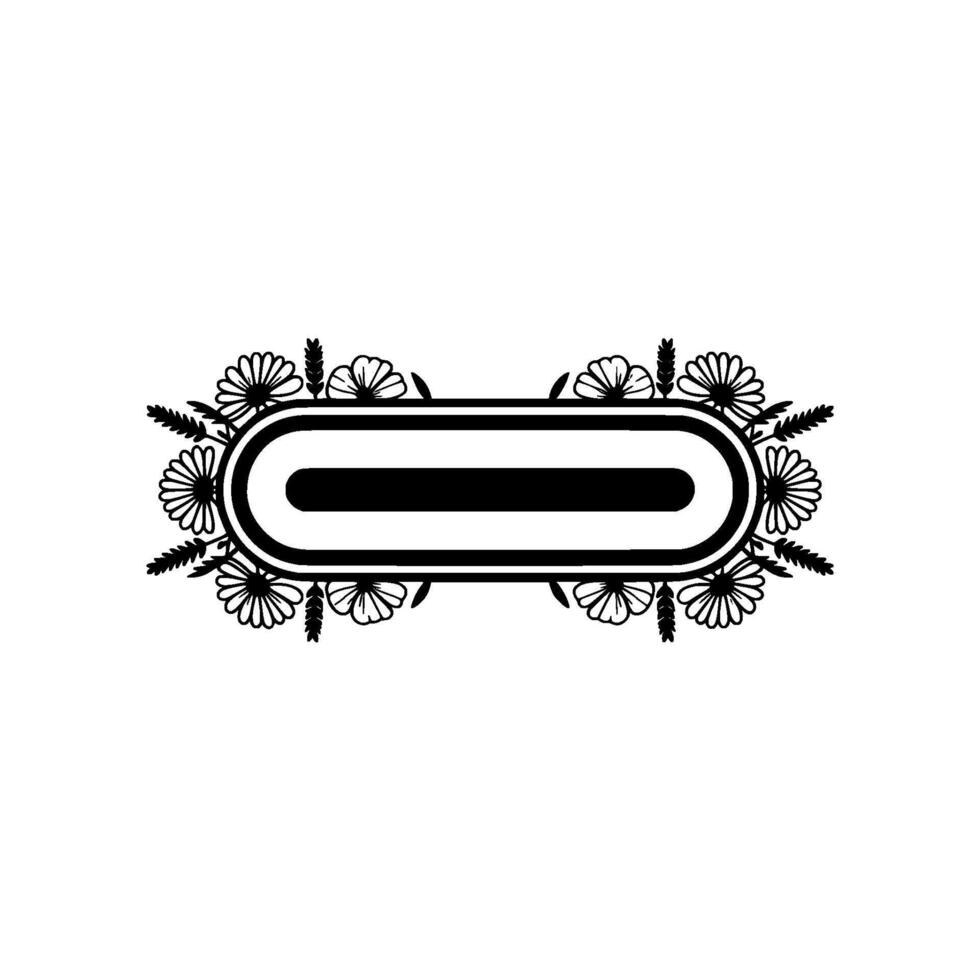Elegant Floral Frame with Black White Space for Text, Clean vector