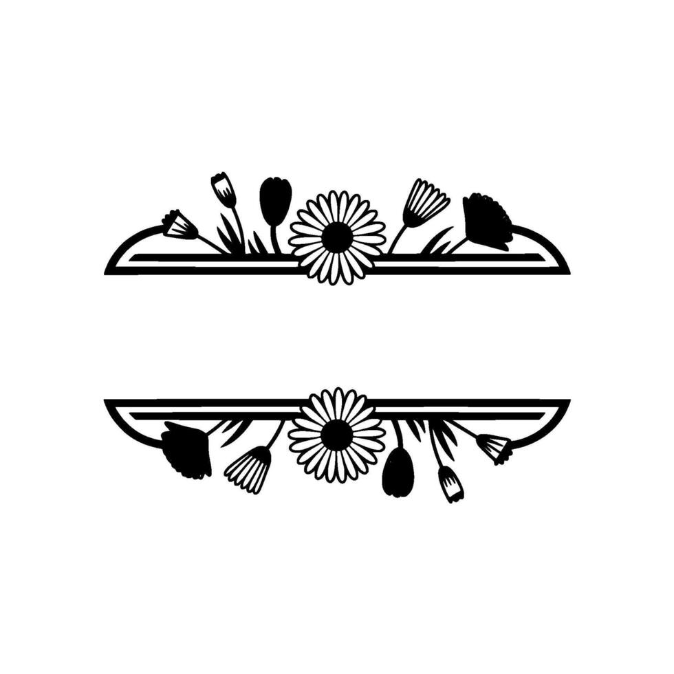 Floral Border Frame , Minimalist Aesthetic, Monochromatic vector
