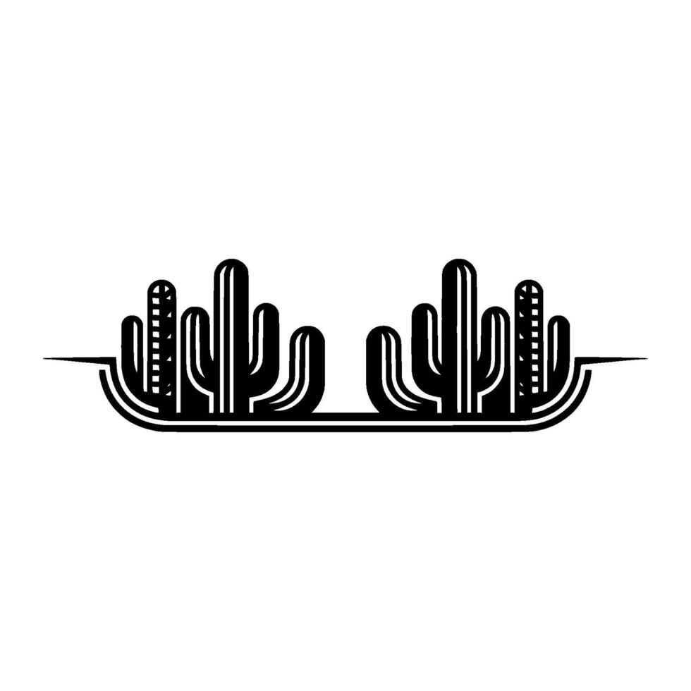 Minimalist Cactus Silhouette Border , Southwestern Style vector