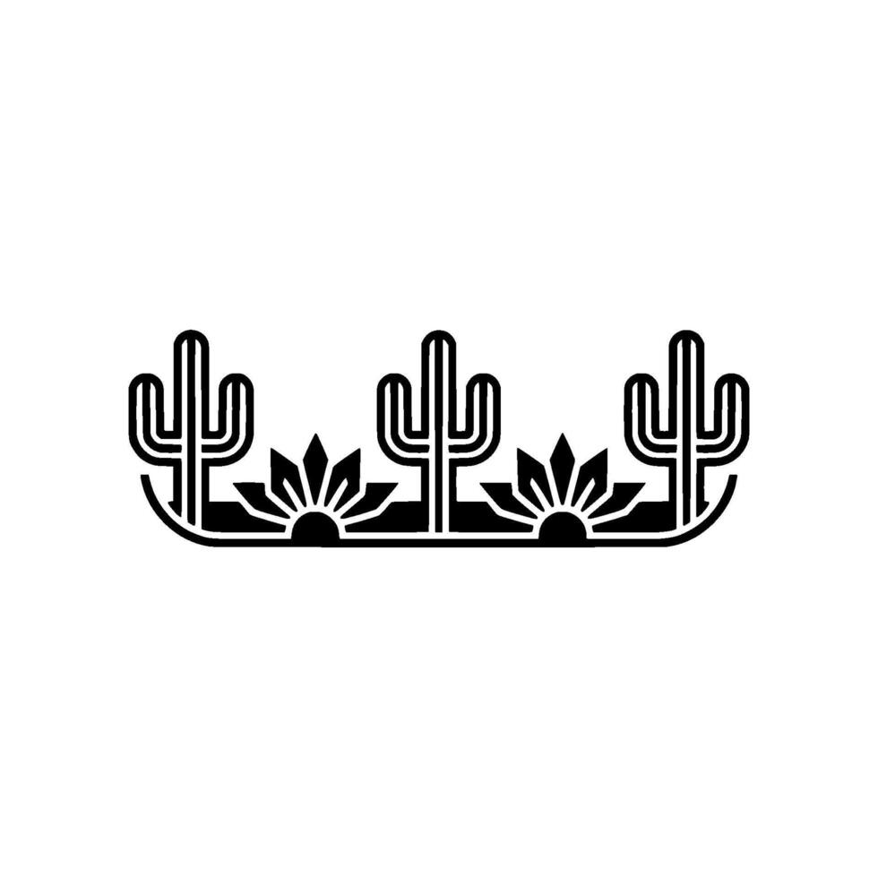 Minimalist Desert Landscape Silhouette, Black on White vector