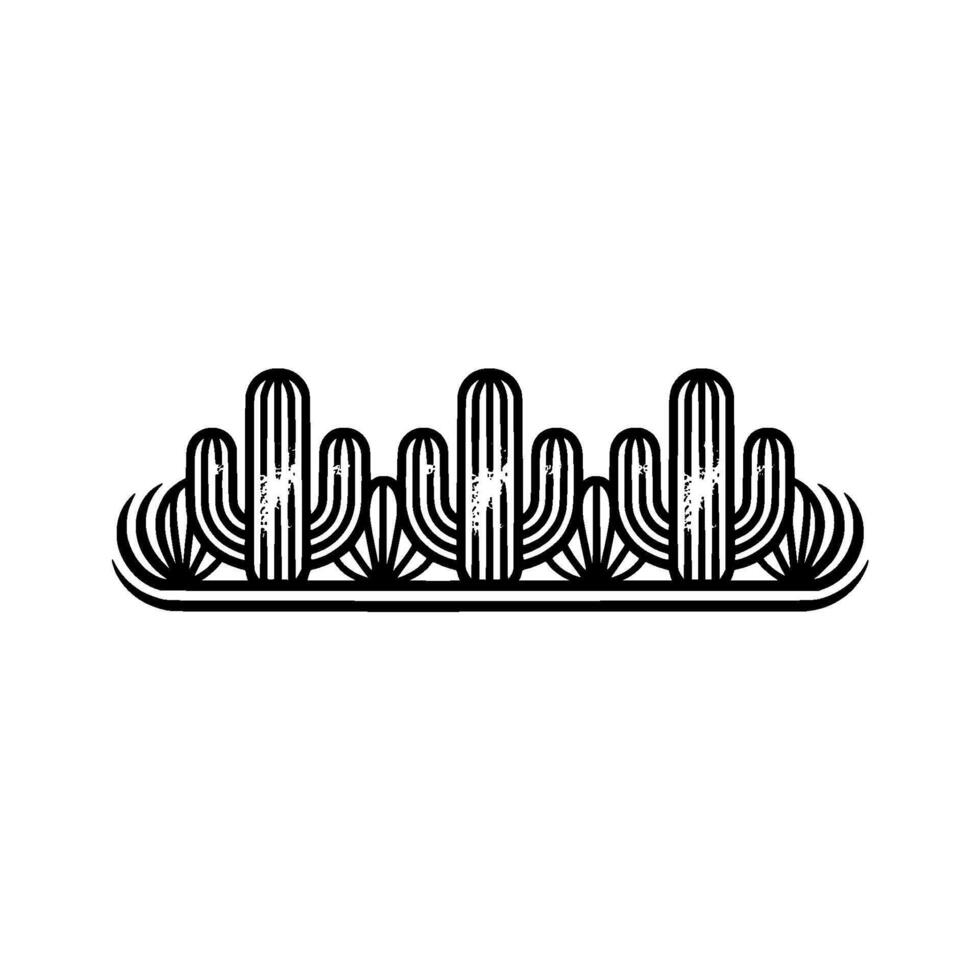Minimalist Cactus Line Art Desert Landscape Illustration vector