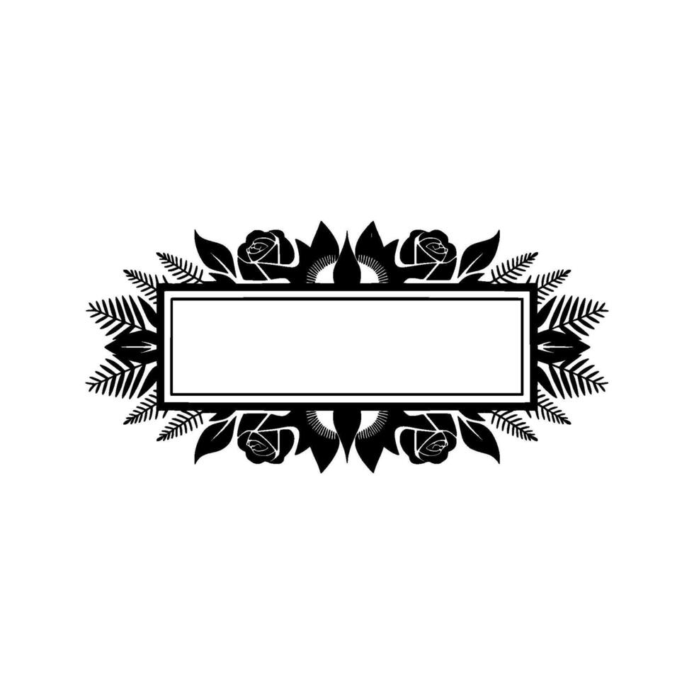 Elegant Floral Frame with Space for Text, Black on White vector