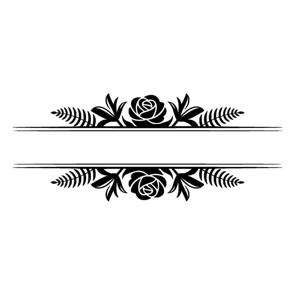 Elegant Floral Divider Black Rose and Leaf vector