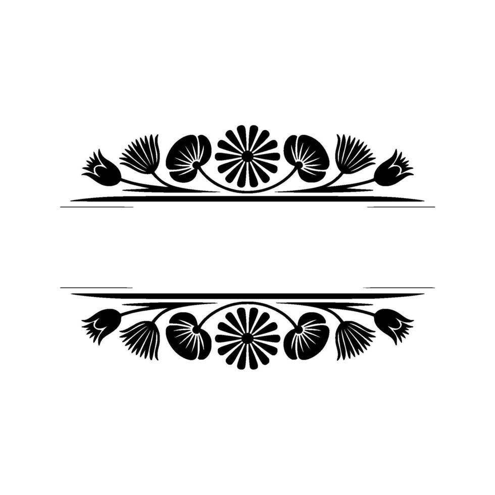 Elegant Floral Frame Black White Decorative Border, Ornament vector