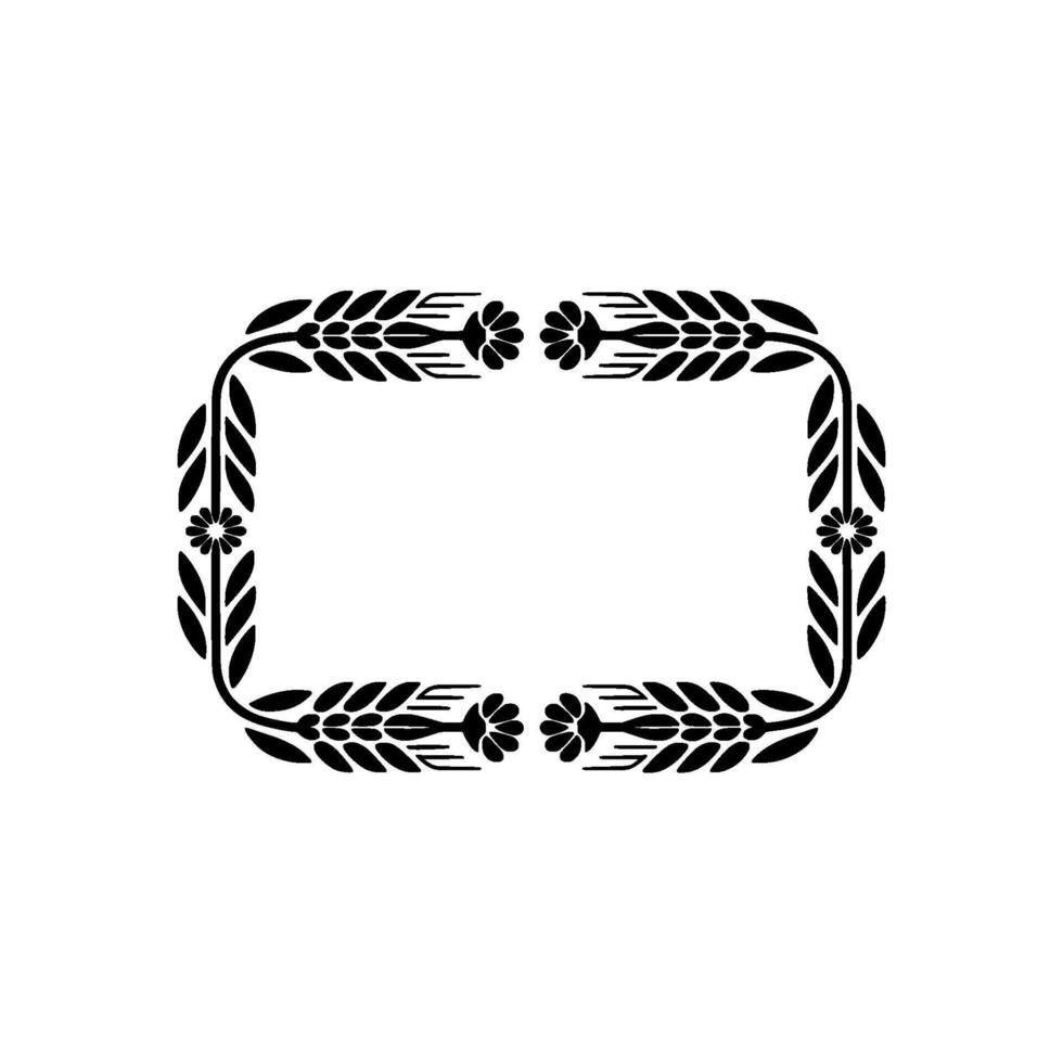 Elegant Black Floral Frame on White Background - Illustration vector