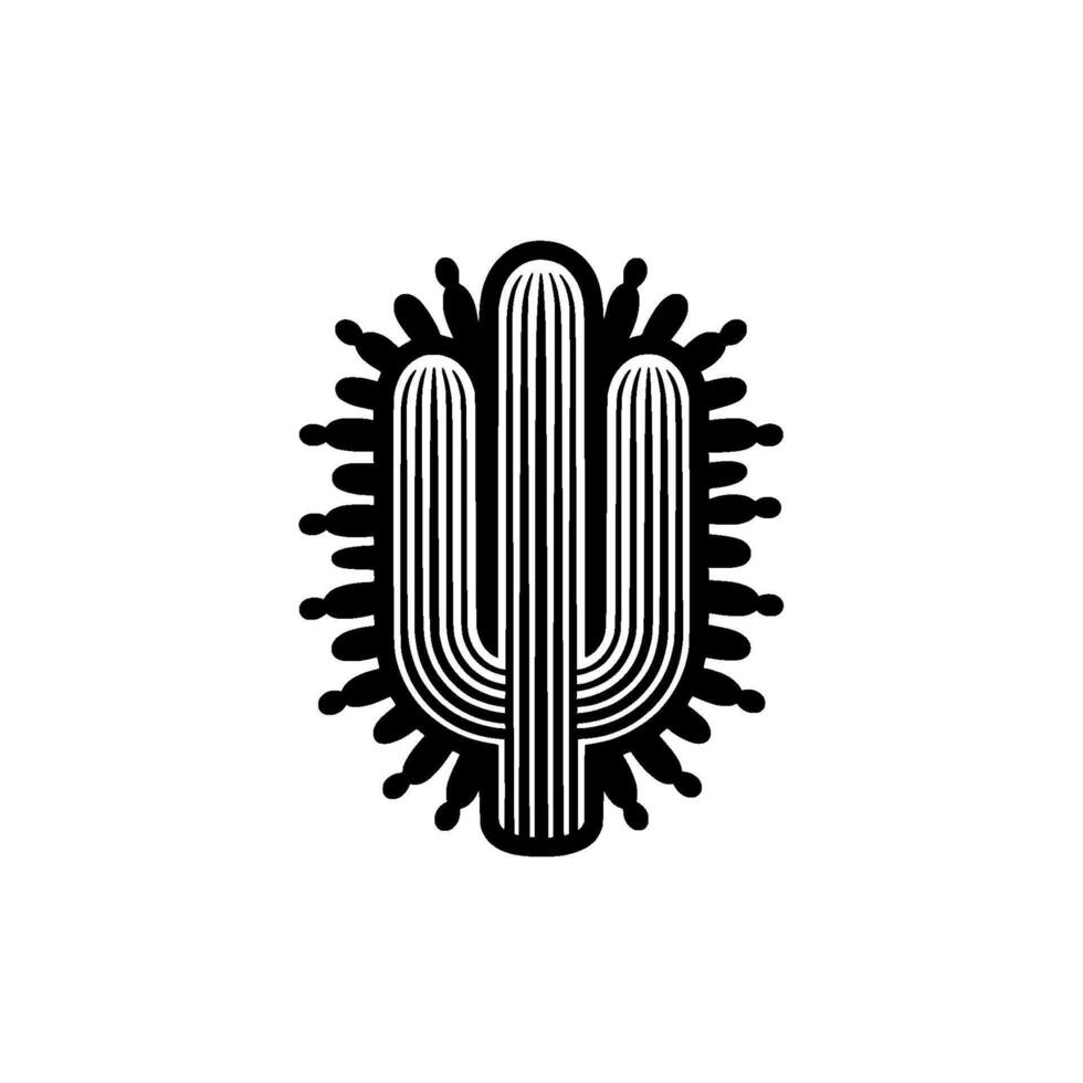 Minimalist Cactus , Black and White , Southwestern vector