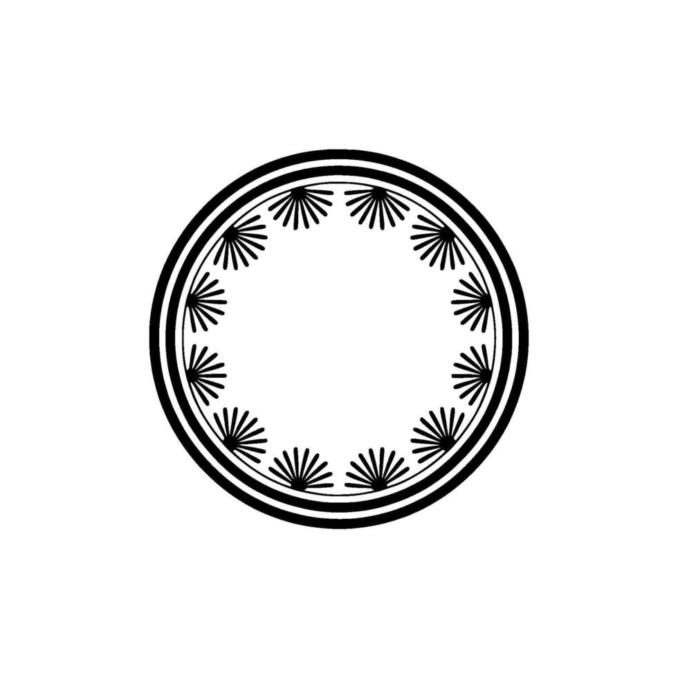 Elegant Black Circle with Fan-Shaped Elements on Cream Background vector