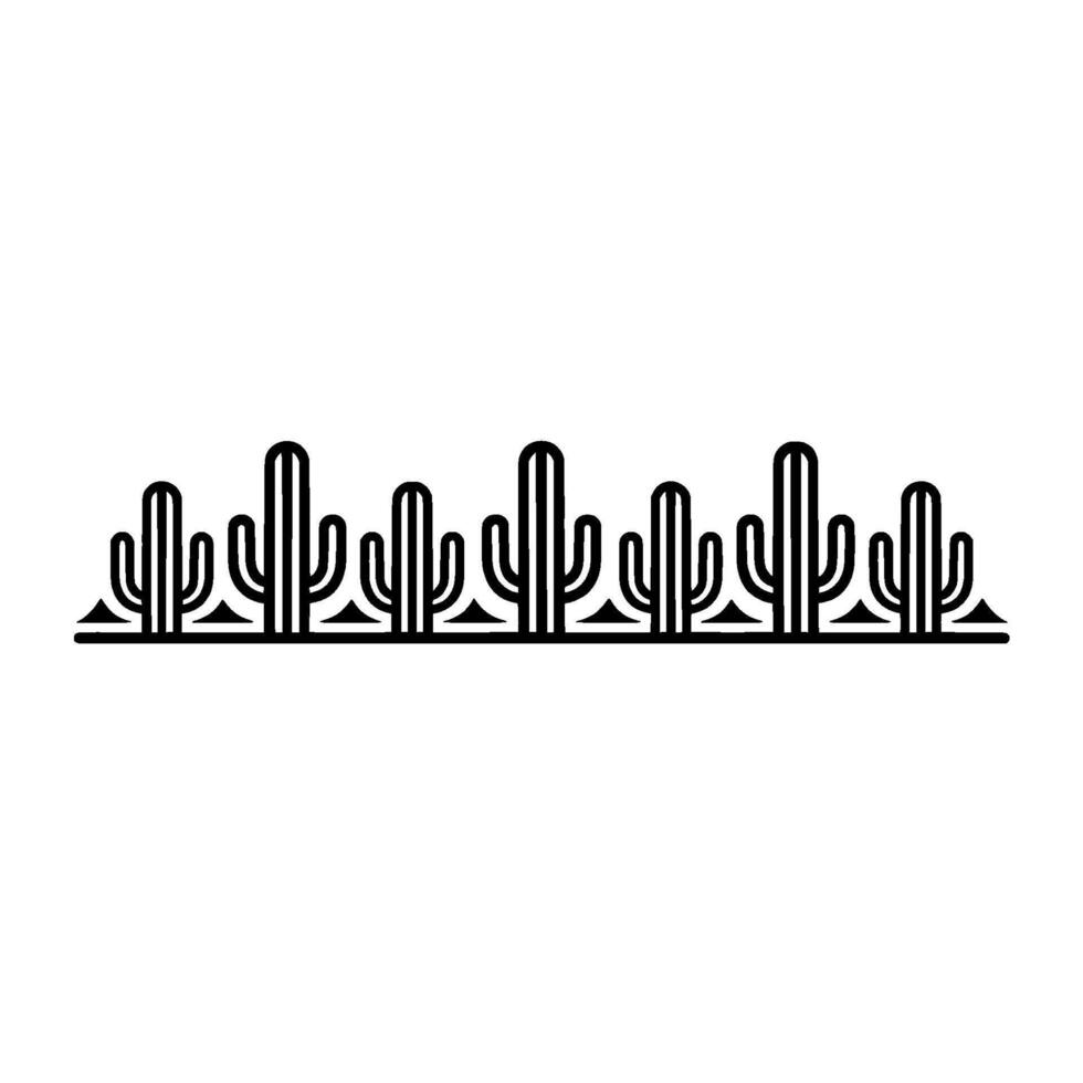 Minimalist Line Art Cactus Border - Southwestern Element vector