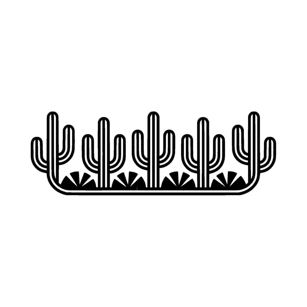 Minimalist Cactus Line Art Border - Southwestern , Monochrome vector