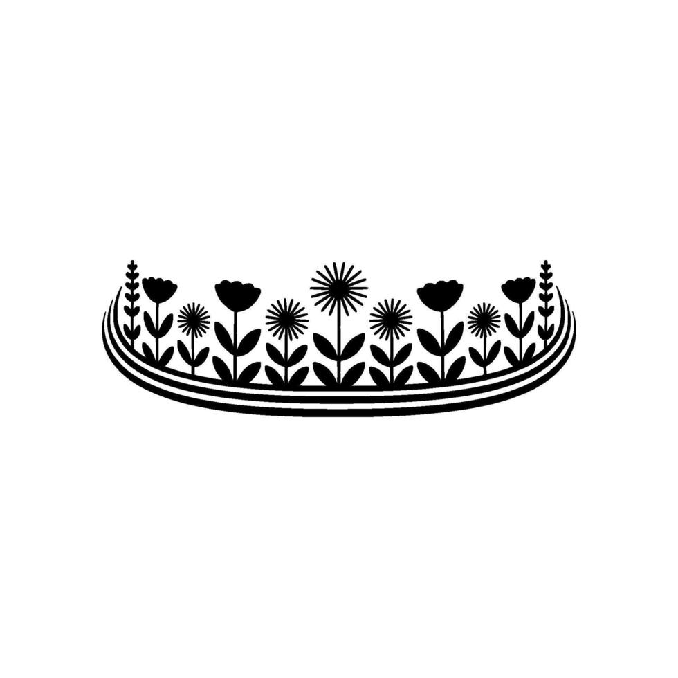 Minimalist Floral Border , Black and White, Illustration, Stylized vector