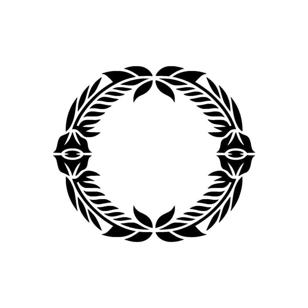 Elegant Black Leaf Wreath on White Background, Leaves vector