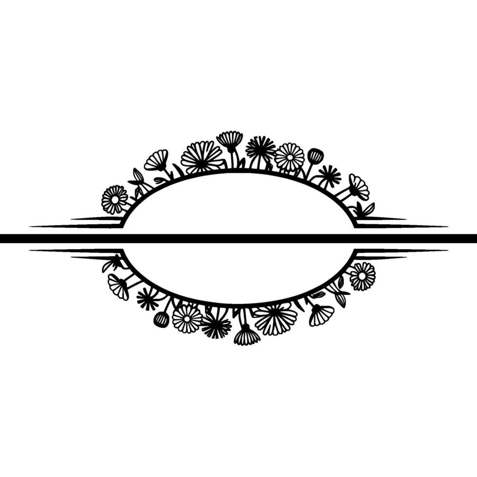 Floral Border Illustration Elegant Line Art vector