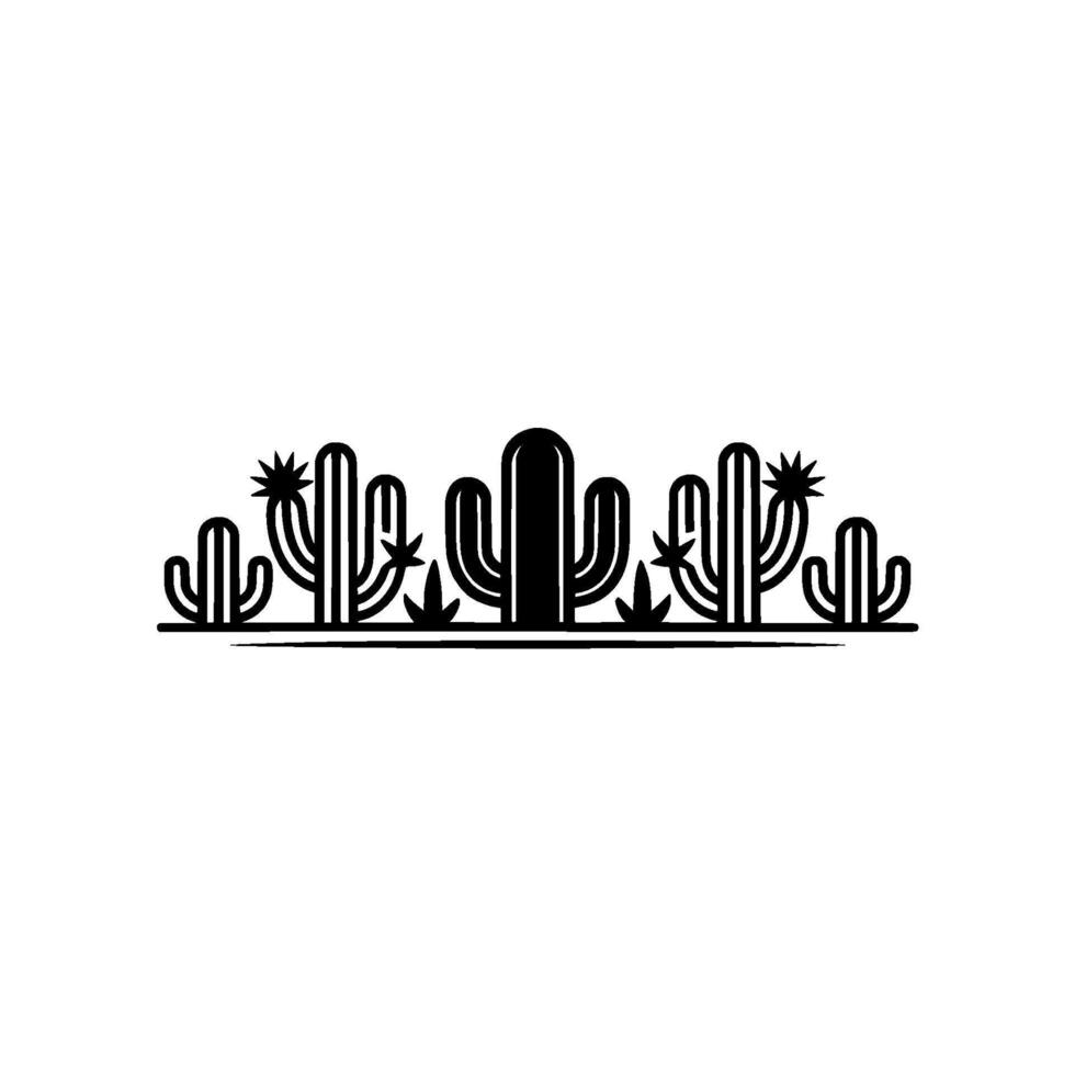Minimalist Desert Cactus Line Art, Southwest vector
