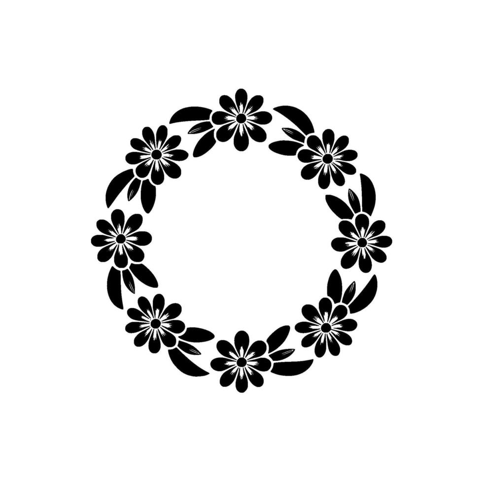 Minimalist Floral Wreath - Elegant Black and White vector