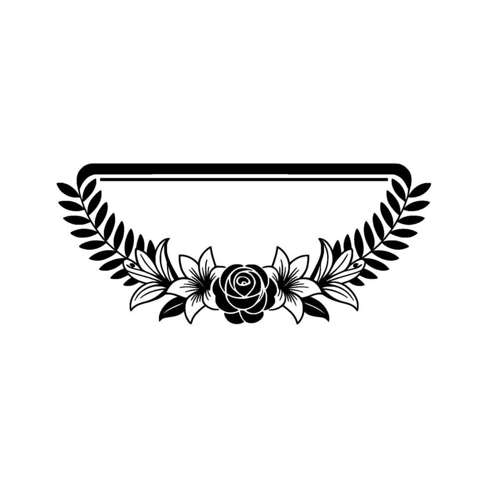 Floral Frame Illustration - Elegant Black and White, Rose vector