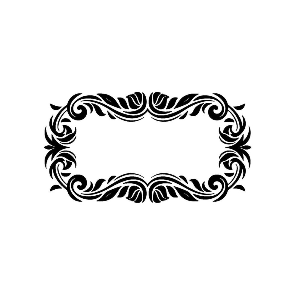 Elegant Black Floral Frame on White Background - Vintage vector
