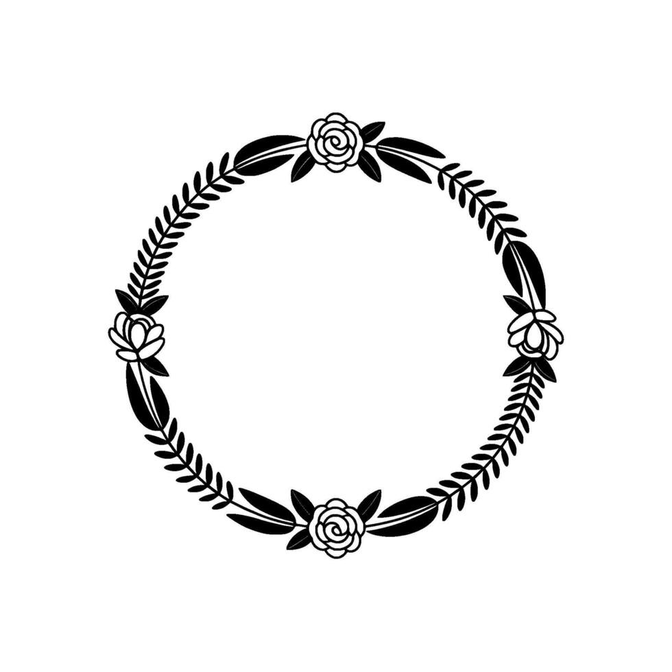 Elegant Black Floral Wreath, Minimalist , for Invitations and Logos vector