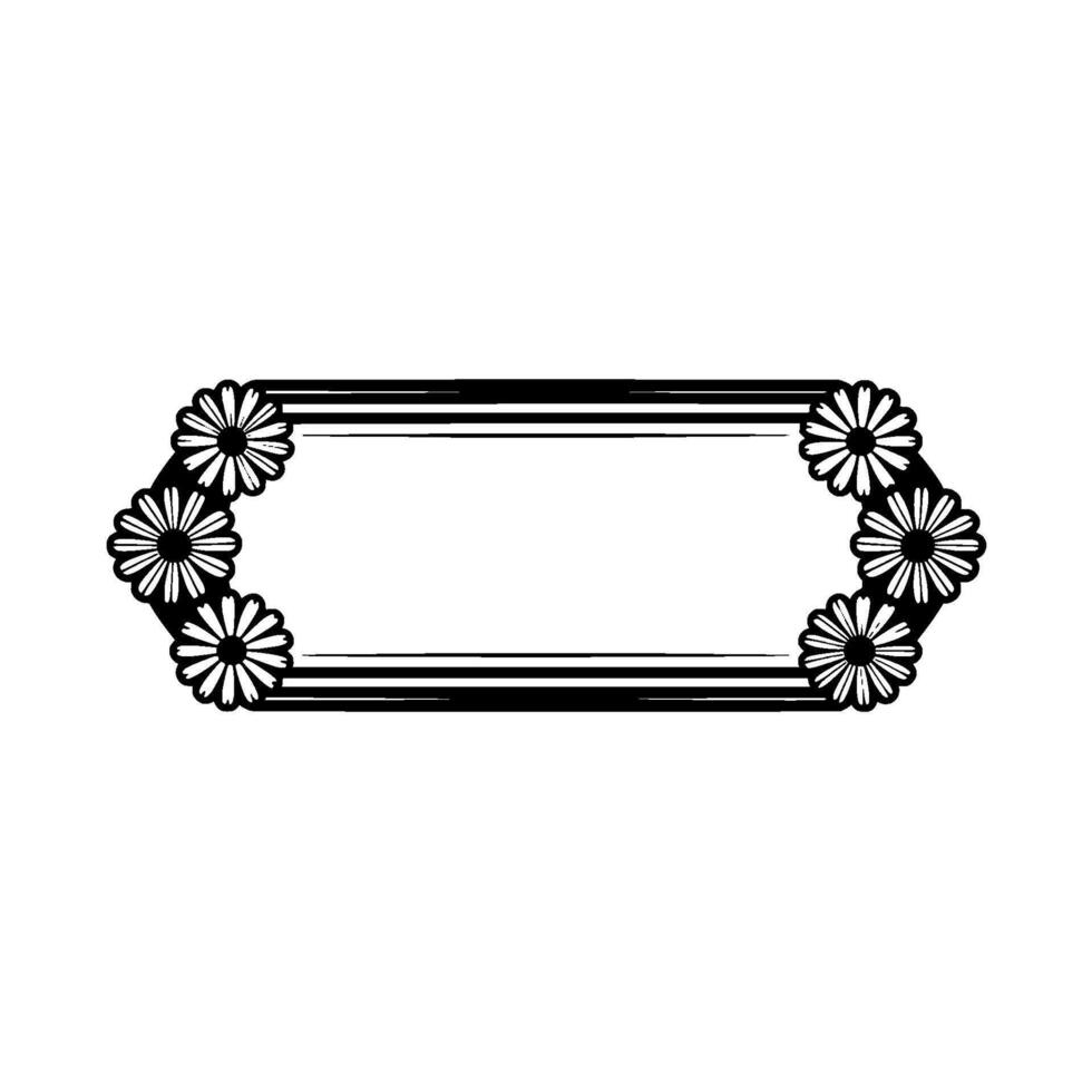 Floral Deco Frame on White, Black and White, Minimalist vector