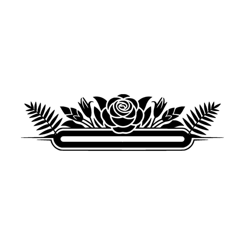 Elegant Black Floral Crest with Rose, Leaves Frame vector