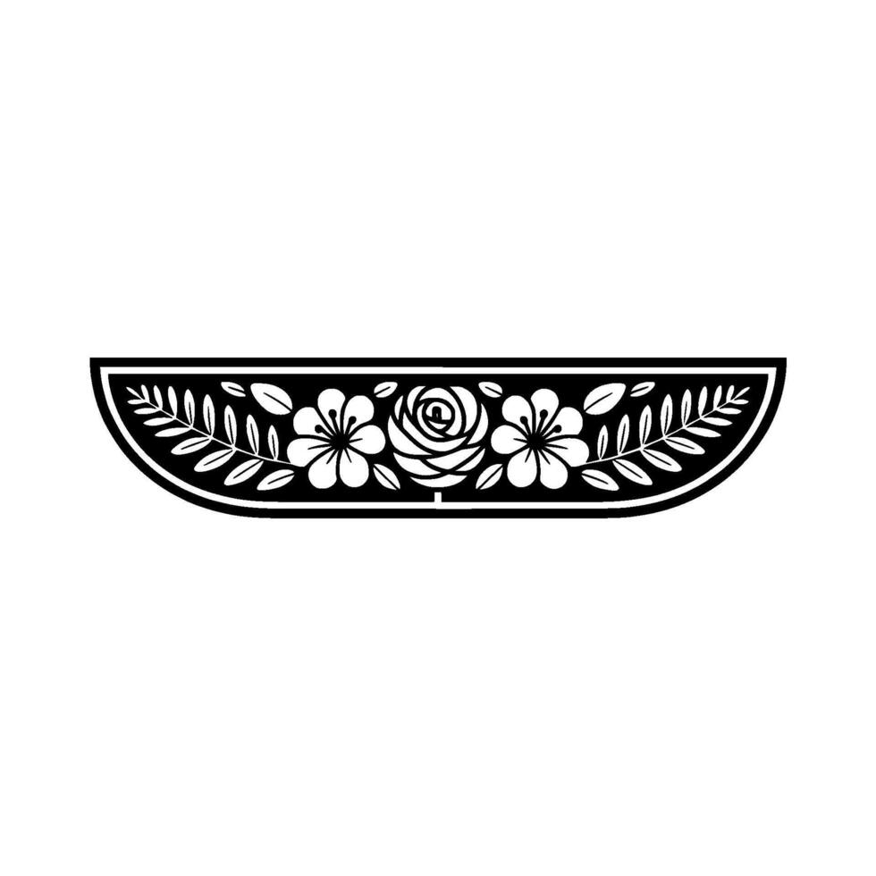 Elegant Floral Border in Black and White, Decorative Element, Flourish vector