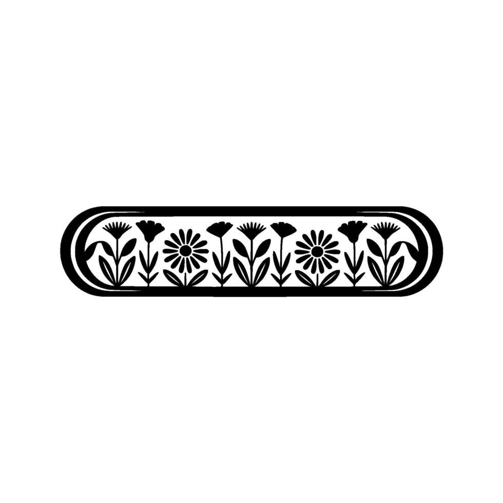 Floral Border Black and White Illustration, Minimalist vector