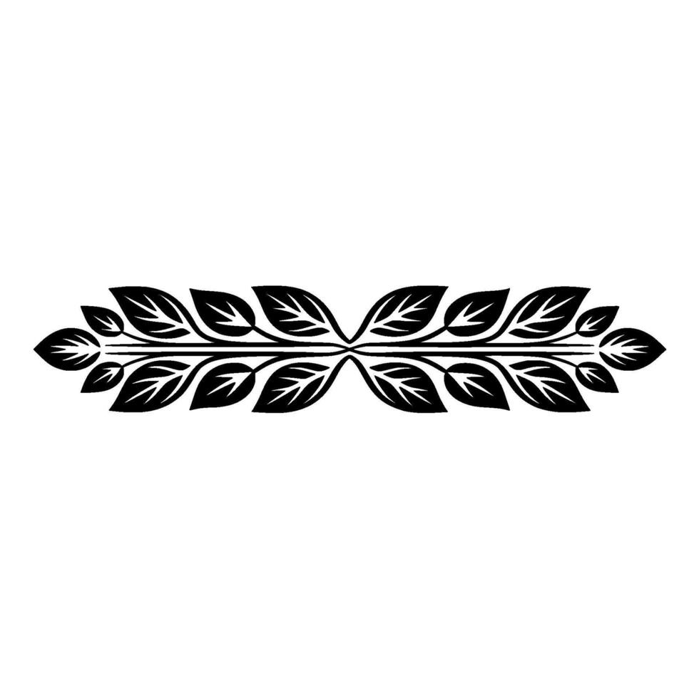 Elegant Black Leaf Border , Minimalist Illustration vector