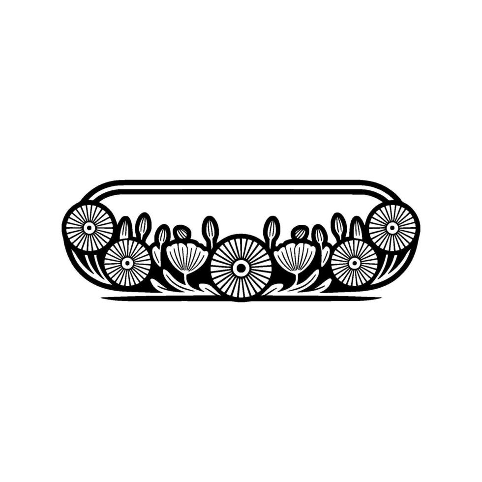 Minimalist Floral Border, Black and White Illustration, Frame vector