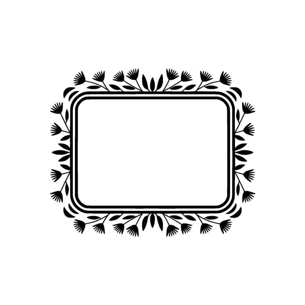 Floral Frame in Black and White - Decorative Border with Flowers and Blank Space vector