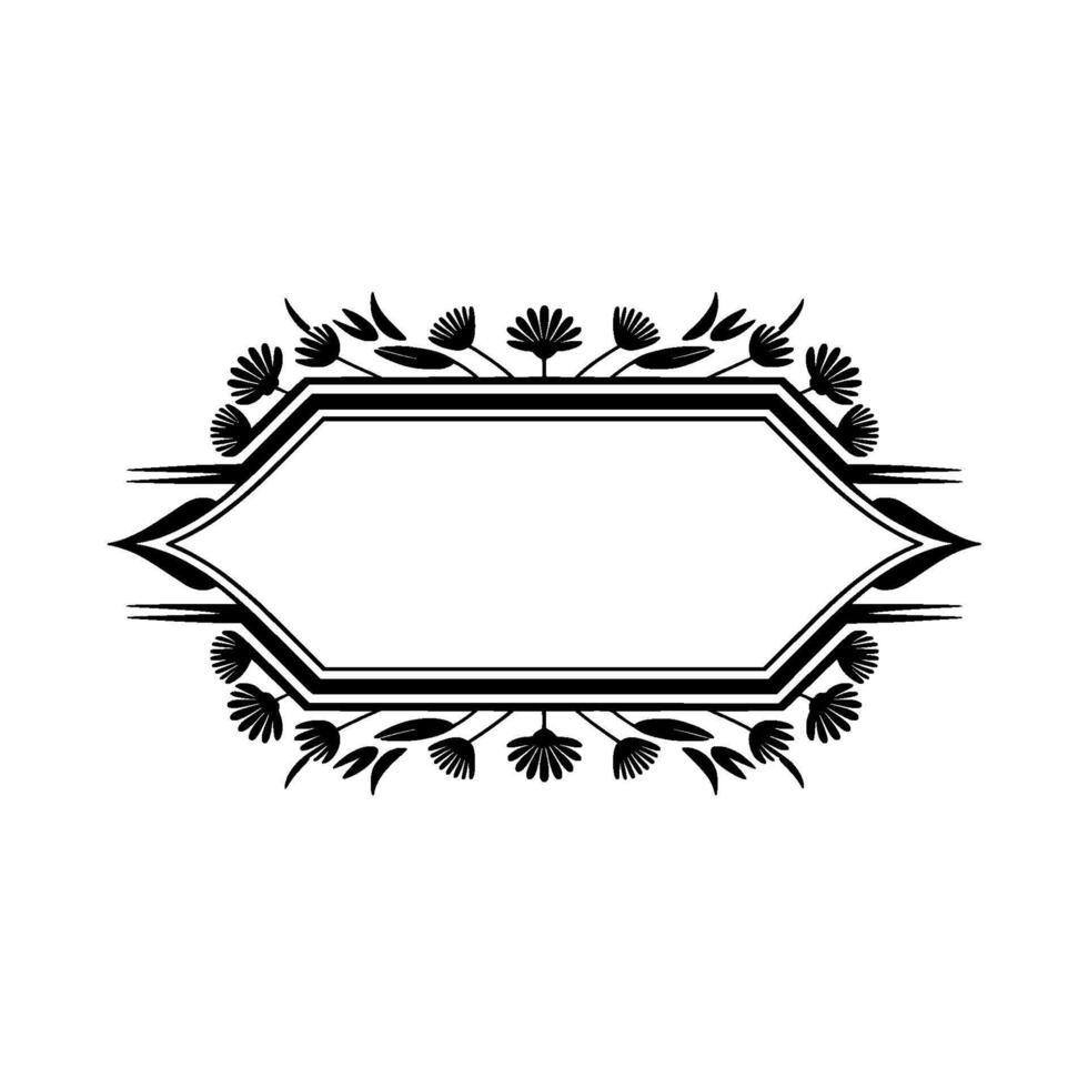 Elegant Black and White Floral Frame , Minimalist Illustration vector
