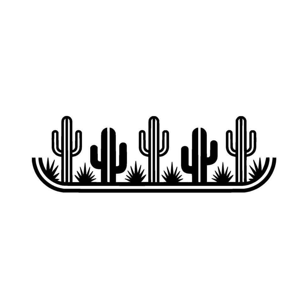 Minimalist Desert Cactus Line Art Illustration - Monochrome vector