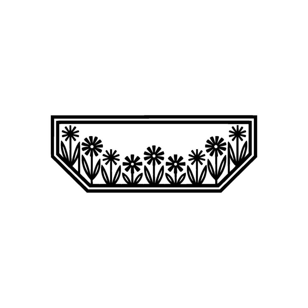 Floral Border Illustration Minimalist Black and White vector