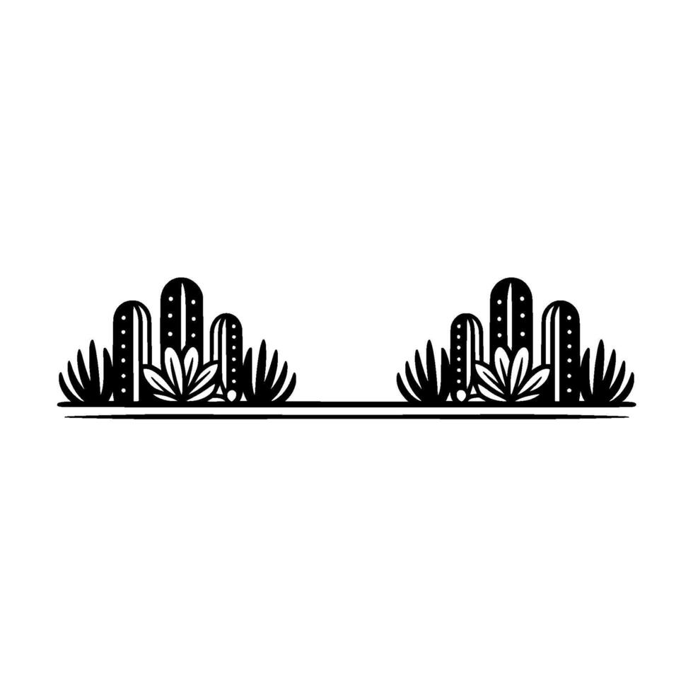 Desert Border Cactus and Plant Silhouette on Gradient Background vector