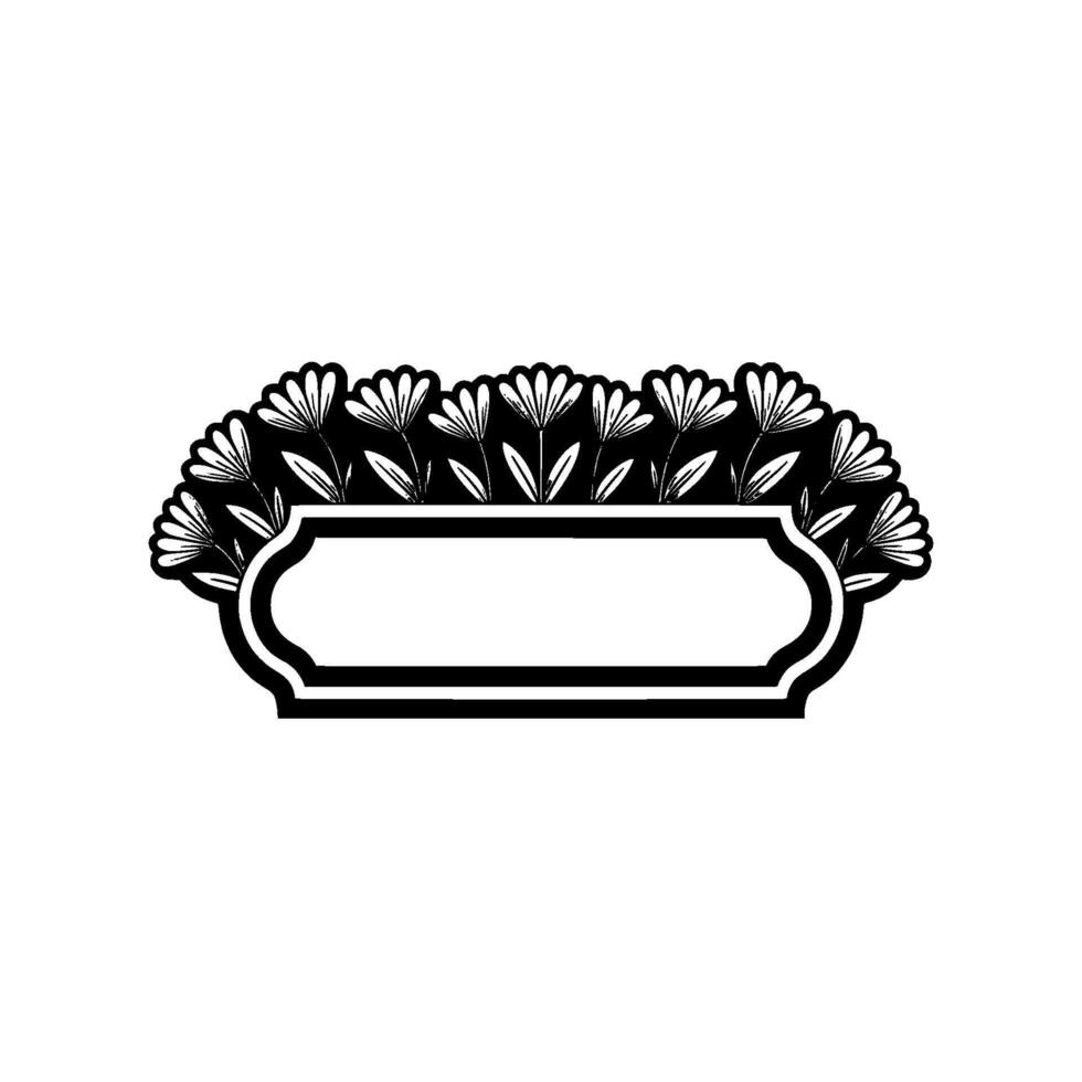 Floral Label Template Monochrome for Invitations, Announcements vector