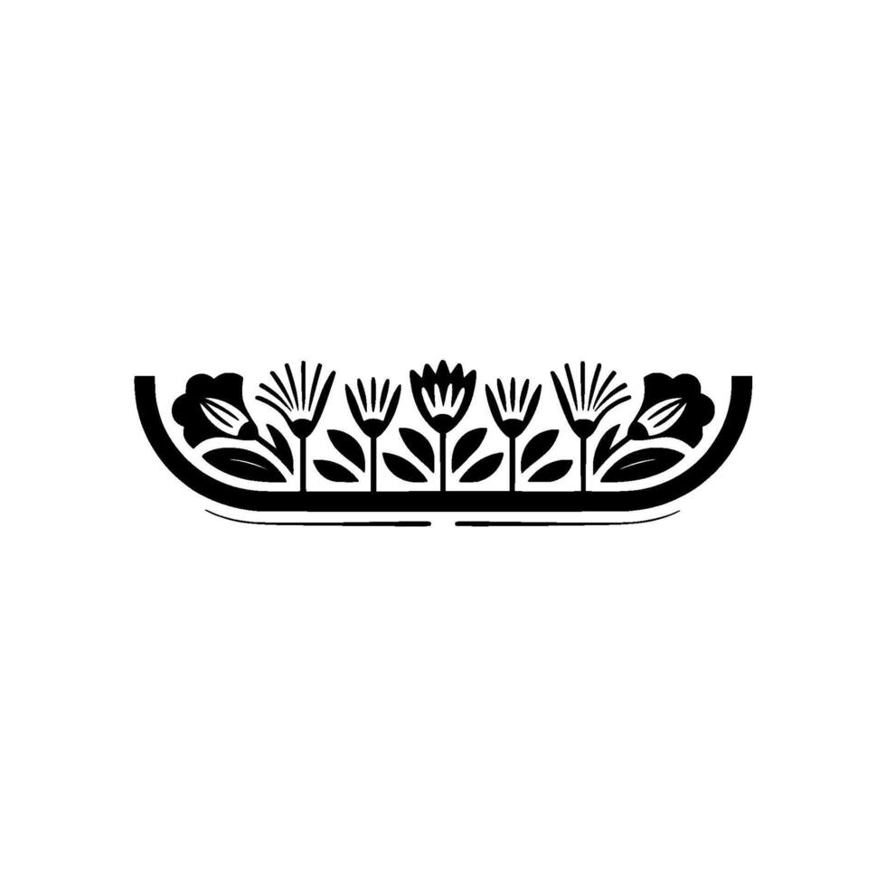 Minimalist Black and White Floral Arrangement in a Curved Line vector