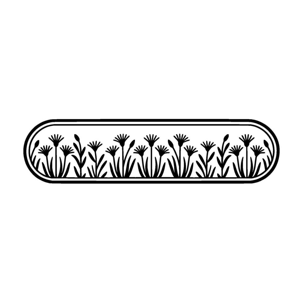 Minimalist Black Floral Border, Decorative Element vector