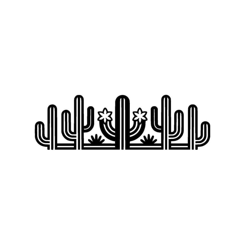 Minimalist Cactus Line Art Desert Flora Illustration, Southwest vector