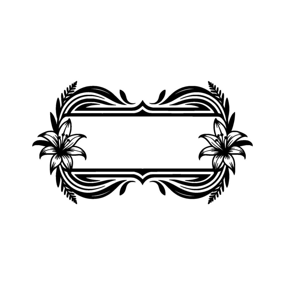 Floral Frame Border - Elegant Black and White vector