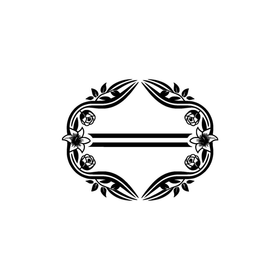 Elegant Floral Frame in Black and White, Invitation, Border vector