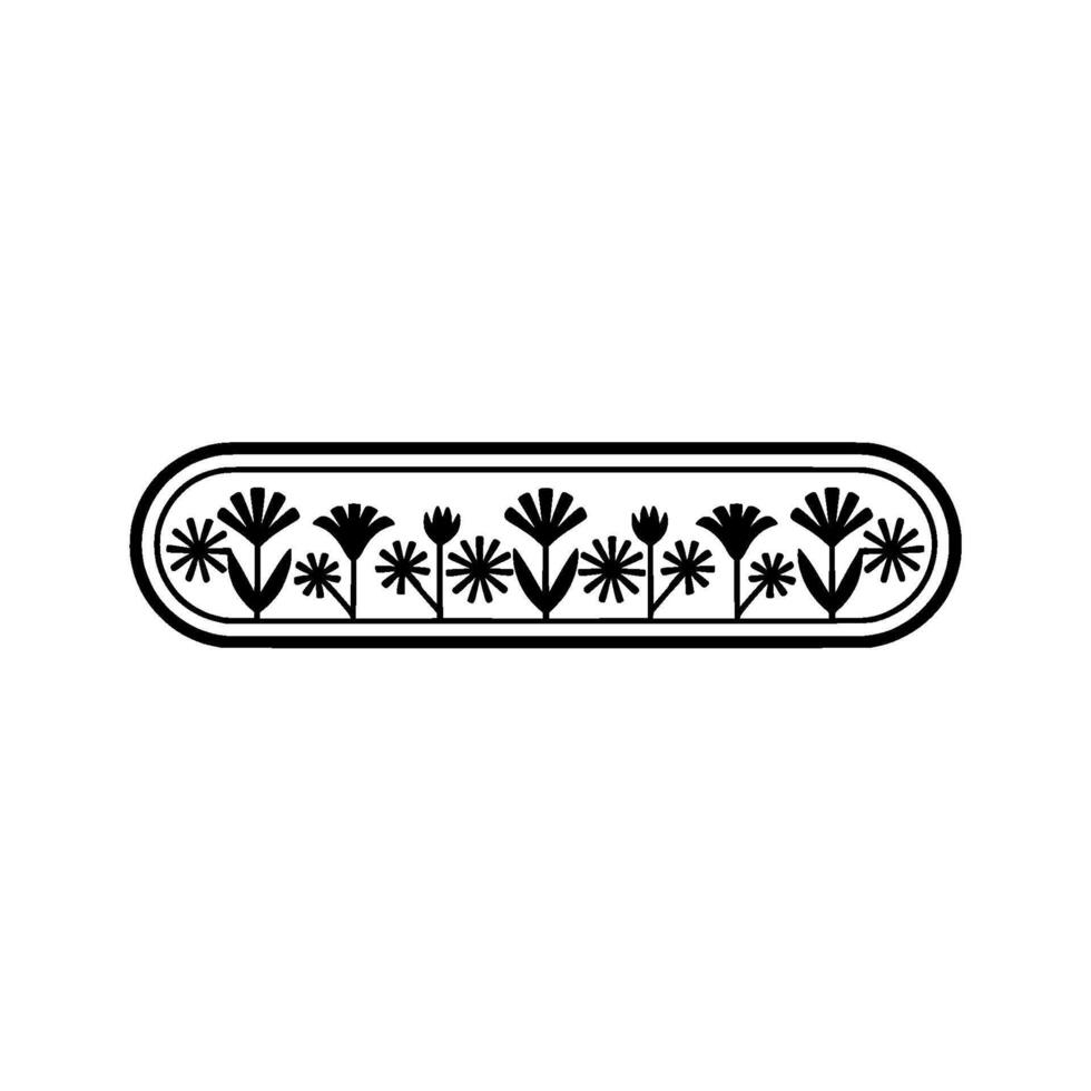 Minimalist Floral Border Element Geometric Black Flower on White vector