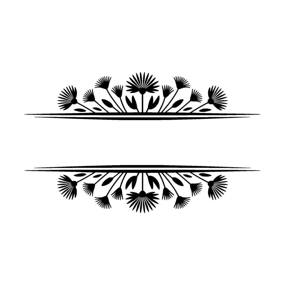 Floral Banner Minimalist Black White Illustration vector