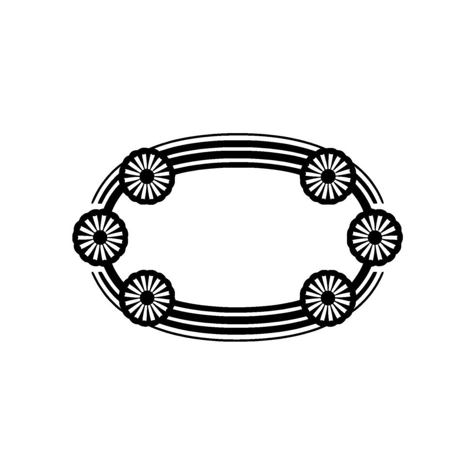 Elegant Floral Oval Frame, Black and White Minimalist, Decorative vector
