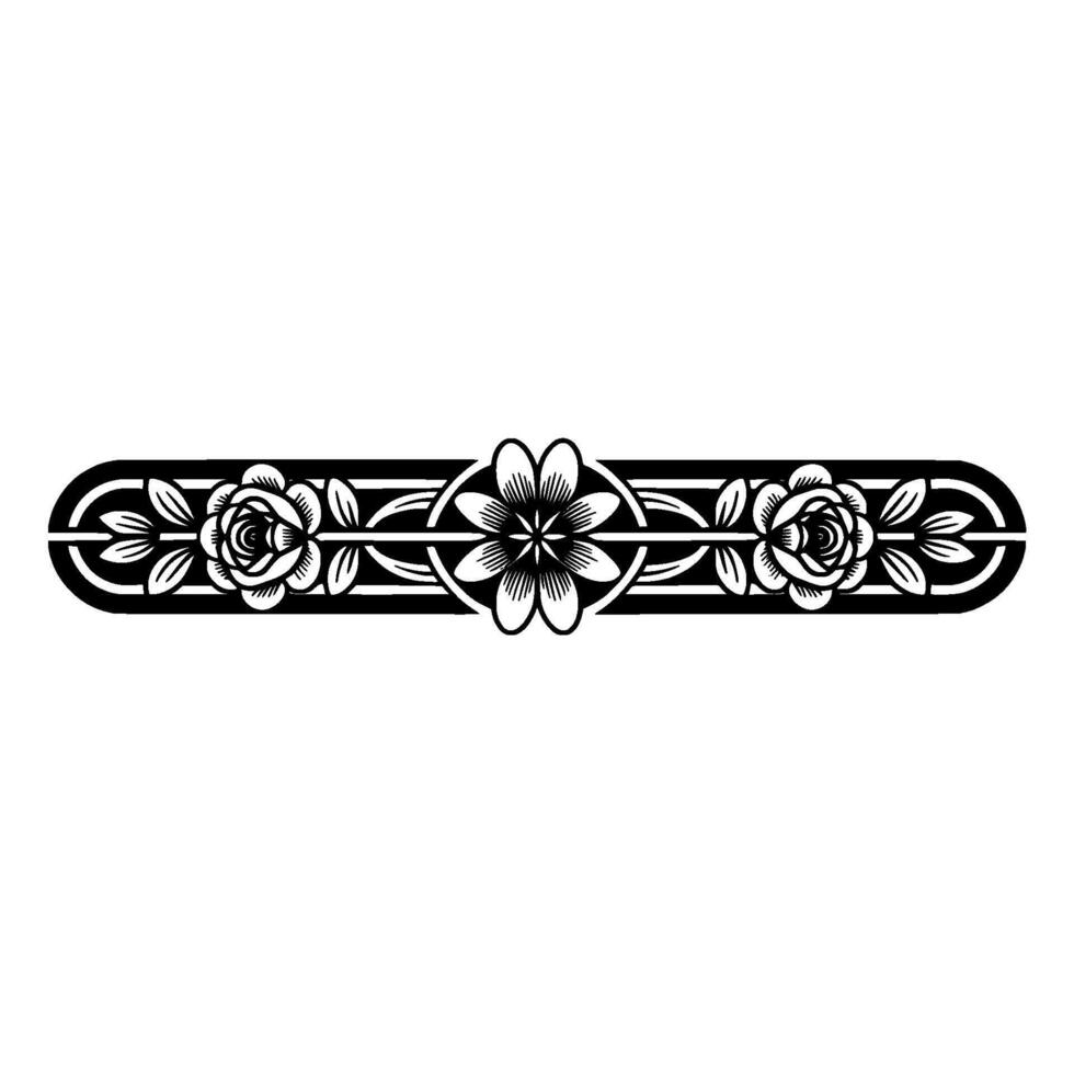 Elegant Floral Border Black White Floral Element, Flourish vector