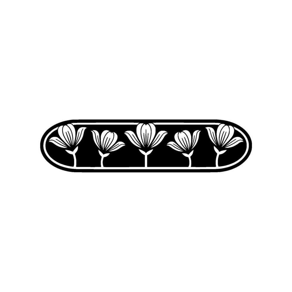 Minimalist Floral Border Illustration - Black and White, Elegant vector