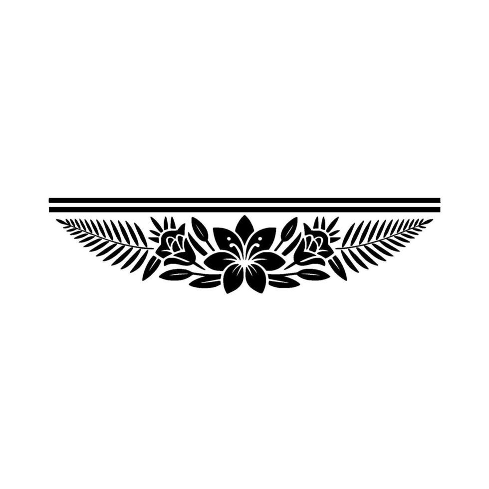 Elegant Floral Border , Black and White Art vector
