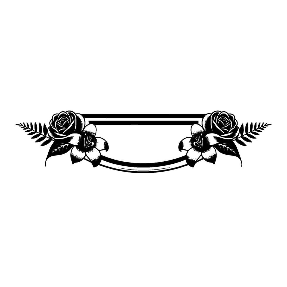 Elegant Floral Frame, Black White Vintage vector